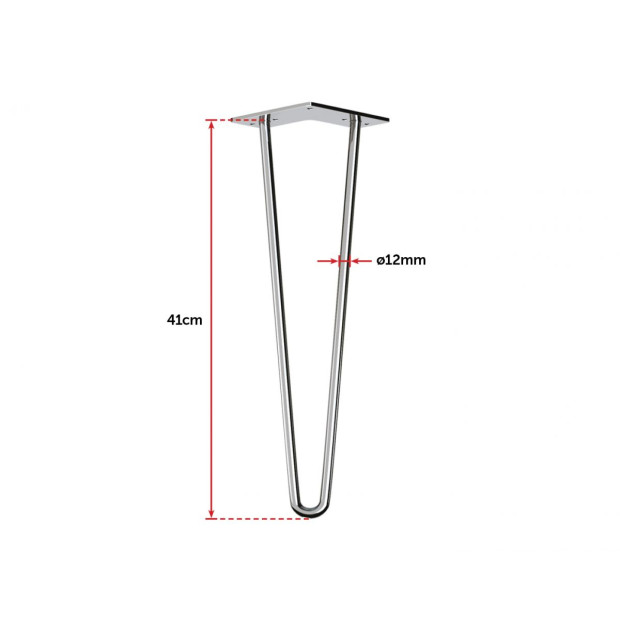 Set Of 4 Chrome Retro Hairpin Table Legs 12mm Steel Bench Desk - 41cm Image 7
