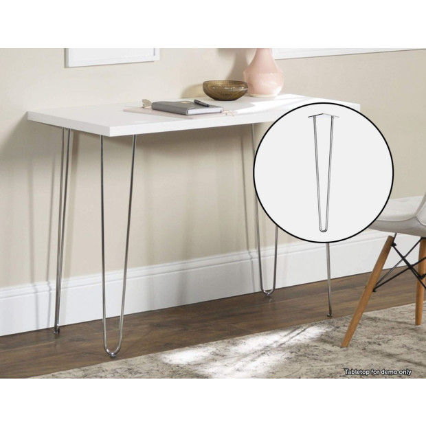 Set Of 4 Chrome Retro Hairpin Table Legs 12mm Steel Bench Desk - 71cm