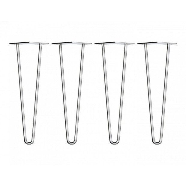 Set Of 4 Chrome Retro Hairpin Table Legs 12mm Steel Bench Desk - 71cm Image 5