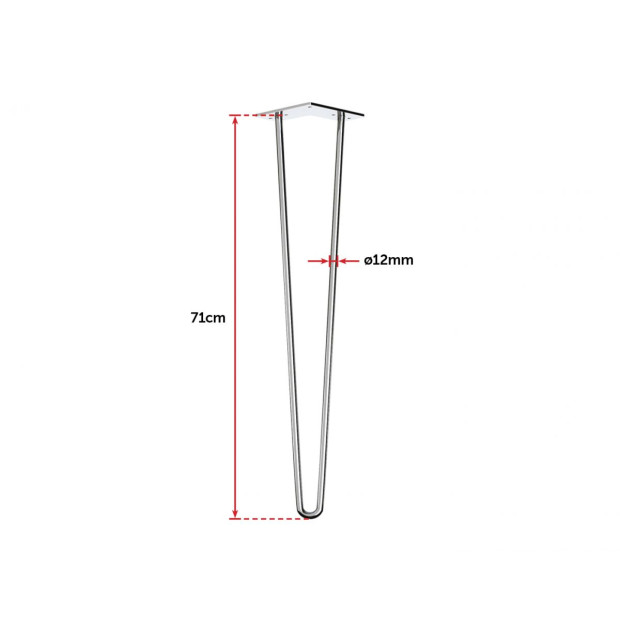 Set Of 4 Chrome Retro Hairpin Table Legs 12mm Steel Bench Desk - 71cm Image 7