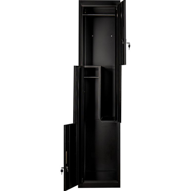 Black Two-door L-shaped Office Gym Shed Storage Lockers Standard Lock with 2 Keys Image 8