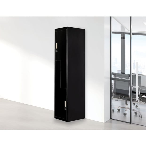 Black Two-door L-shaped Office Gym Shed Storage Lockers Padlock Operated