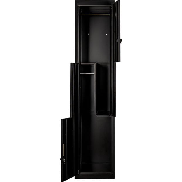 Black Two-door L-shaped Office Gym Shed Storage Lockers Padlock Operated Image 8