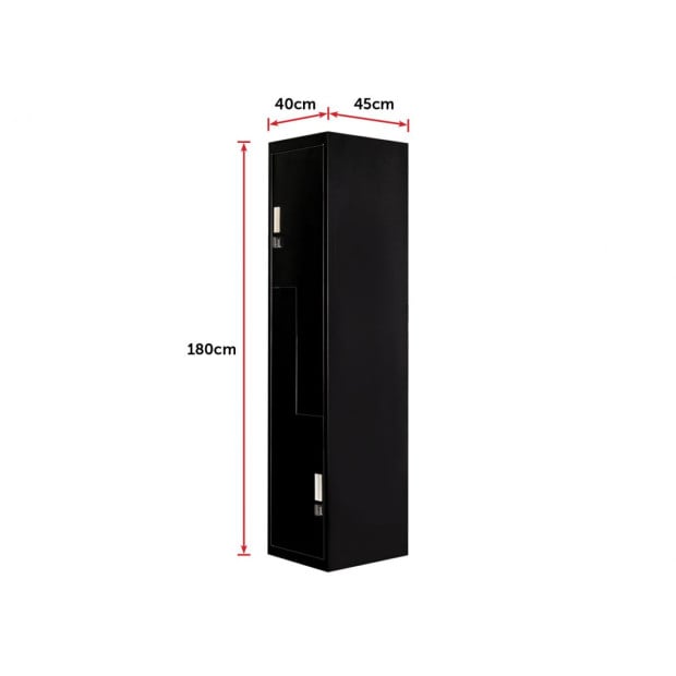 Black Two-door L-shaped Office Gym Shed Storage Lockers Padlock Operated Image 9