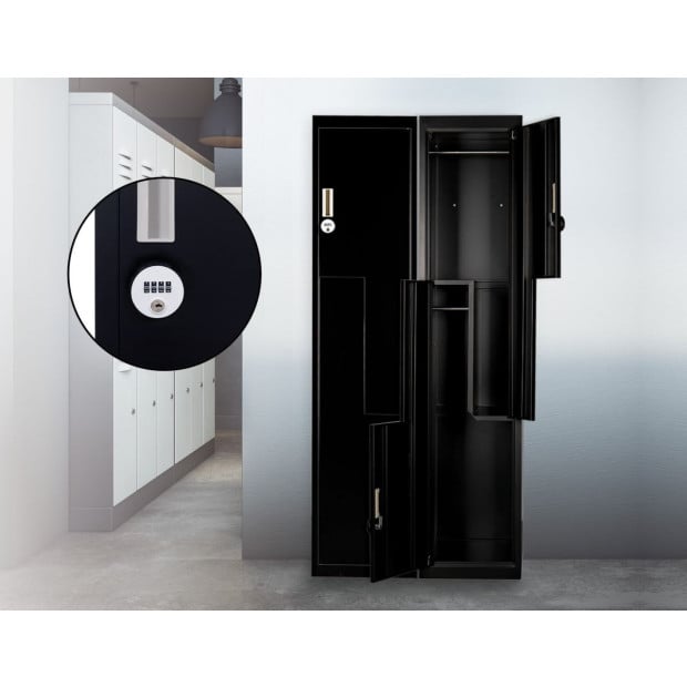 Black Two-door L-shaped Storage Lockers w/4 digit combination Lock Image 2