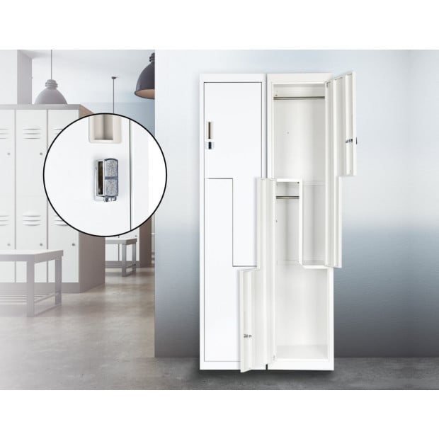 Grey Two-door L-shaped Storage Lockers/w Padlock Image 2
