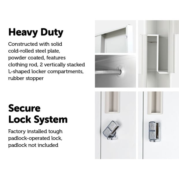 Grey Two-door L-shaped Storage Lockers/w Padlock Image 4