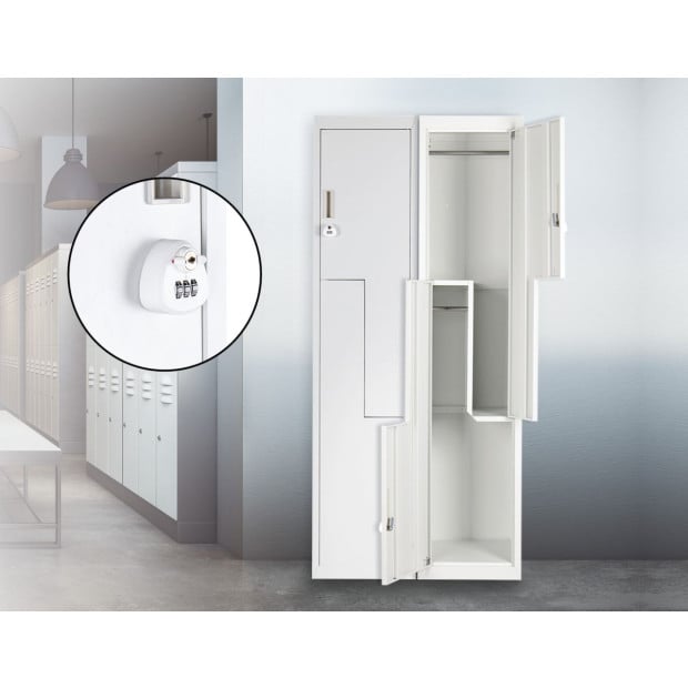 Grey Two-door L-shaped Storage Lockers w/3 digit combination Lock Image 2