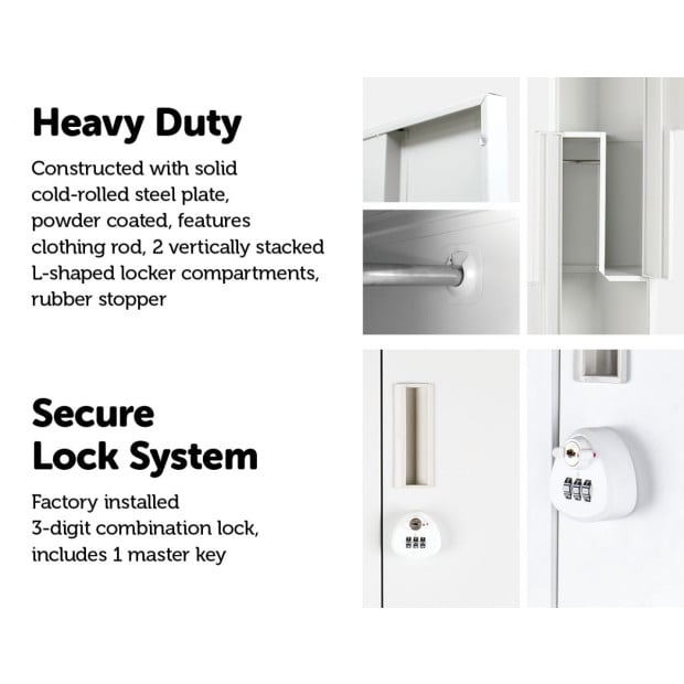 Grey Two-door L-shaped Storage Lockers w/3 digit combination Lock Image 4