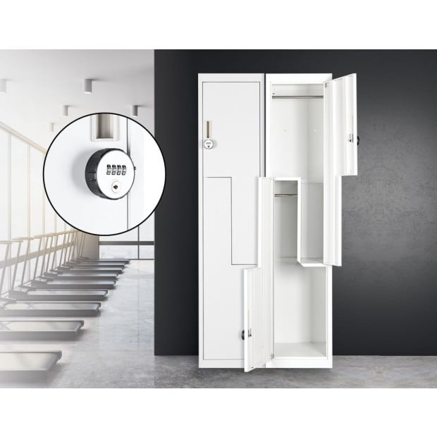 Grey Two-door L-shaped Storage Lockers w/4 digit combination Lock Image 2