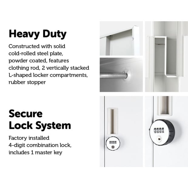 Grey Two-door L-shaped Storage Lockers w/4 digit combination Lock Image 4