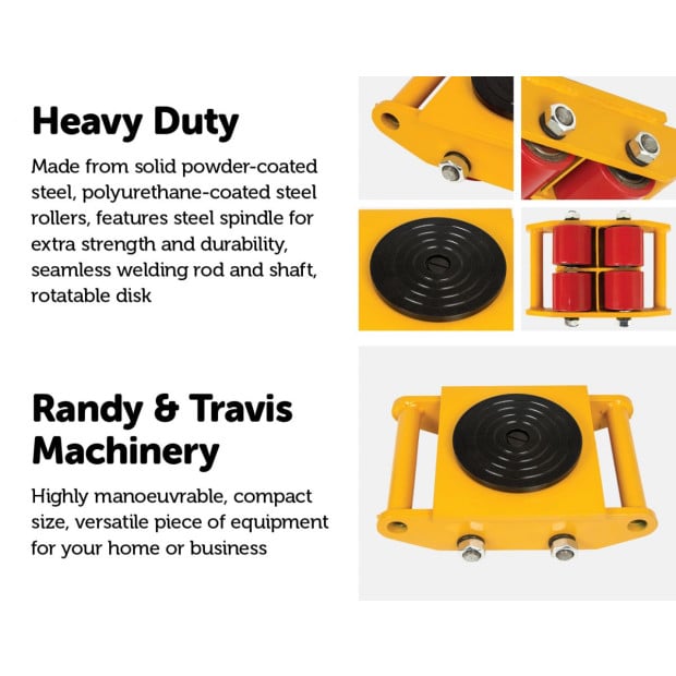 3x3 Heavy Duty Machine Dolly Skate Machinery Roller Mover Cargo Trolley 6t Image 4