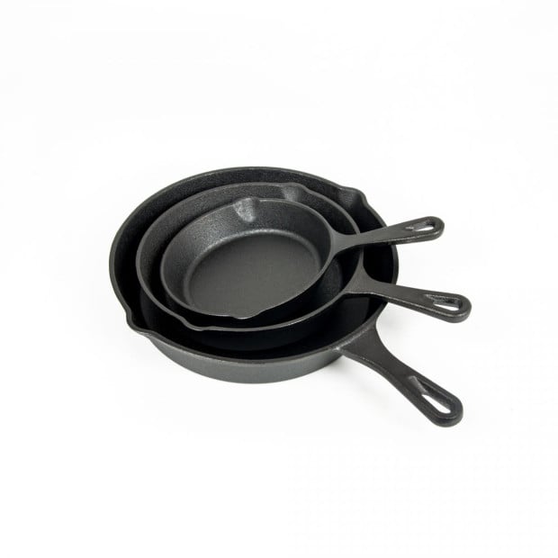 Pre Seasoned Cast Iron Skillet Fry Pan Set 3 Pcs Frying Pan Set Image 3