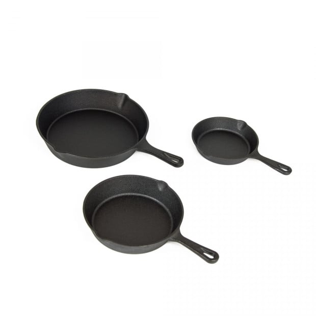 Pre Seasoned Cast Iron Skillet Fry Pan Set 3 Pcs Frying Pan Set Image 4