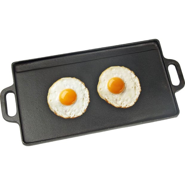 46x22 Cm Cast Iron Reversible Griddle Plate Bbq Hob Cooking Grill Pan Image 5