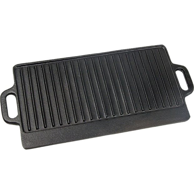 46x22 Cm Cast Iron Reversible Griddle Plate Bbq Hob Cooking Grill Pan Image 6