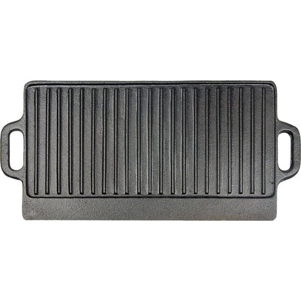 46x22 Cm Cast Iron Reversible Griddle Plate Bbq Hob Cooking Grill Pan Image 7