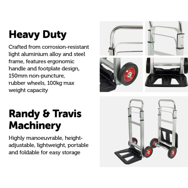 100kg Trolley Folding Hand Truck Sack Barrow Image 3