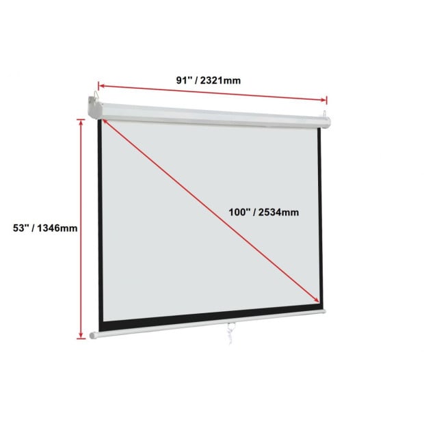 100 Inch 16:9 Manual Pull Down Outdoor Projector Screen Theater Movie Image 5