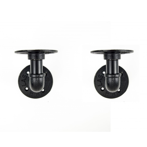 Black Iron Pipe Bracket Wall Mounted Floating Shelf - Set Of 2 Image 4