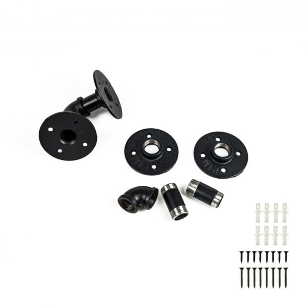 Black Iron Pipe Bracket Wall Mounted Floating Shelf - Set Of 2 Image 6