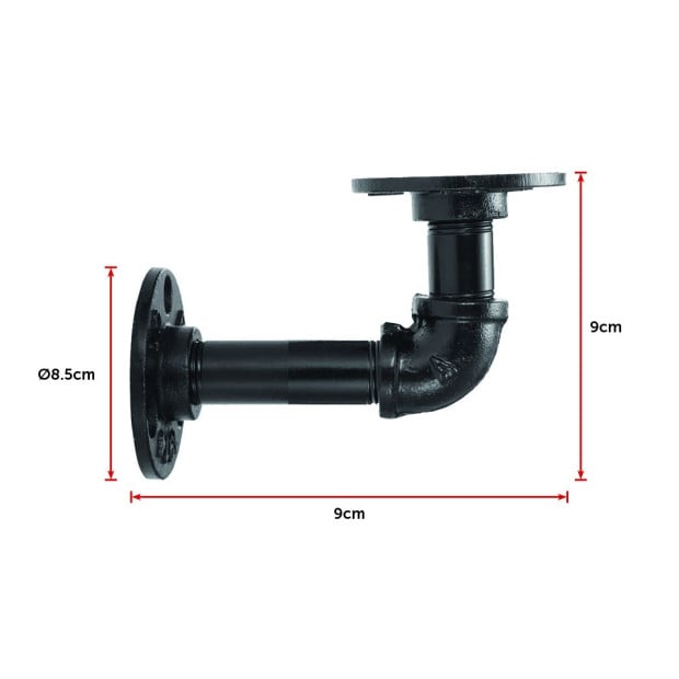 Black Iron Pipe Bracket Wall Mounted Floating Shelf - Set Of 2 Image 7