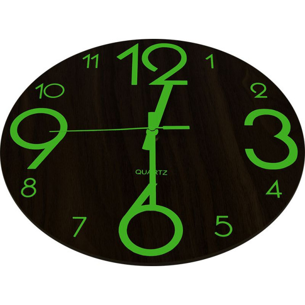 Glow In Dark Wall Clock Quartz Wooden Non Ticking Home Decor 12/30cm Image 8