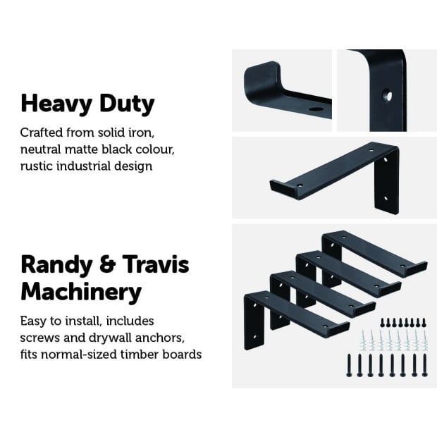 Floating Wall Shelf Brackets Heavy Duty Rustic 4-pack Image 7