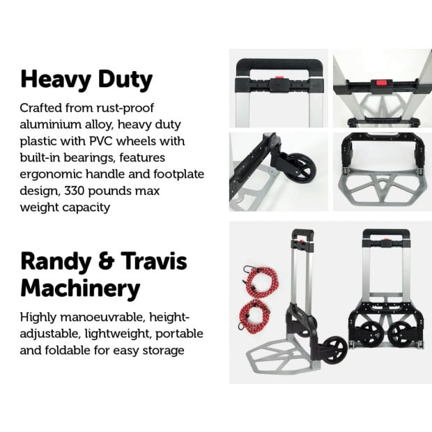 150kg Portable Cart Folding Push Hand Collapsible Luggage Trolley Image 3