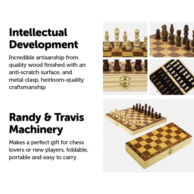 Chess Board Games Folding Large Chess Wooden Set Wood Toy Gift Image 3