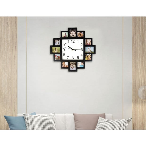 Photo Frame Picture Collage 12-p Display Wall Clock Photowall Décor