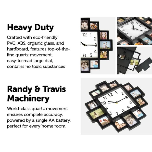 Photo Frame Picture Collage 12-p Display Wall Clock Photowall Décor Image 3