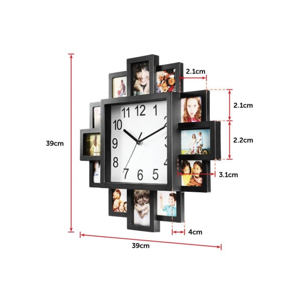 Photo Frame Picture Collage 12-p Display Wall Clock Photowall Décor Image 7