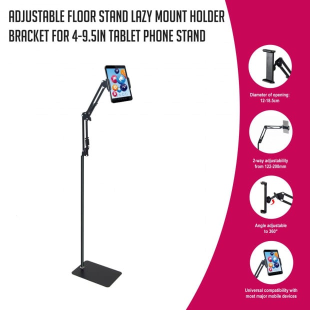 Hands Free Floor Stand Adjustable Holder For Tablet Ipad Iphone Switch Image 2