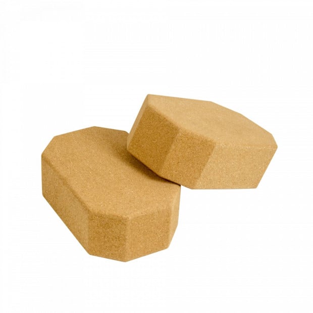 Natural Cork Octagon Yoga Blocks Brick Exercise 2 Pcs Set Eco Non-slip Image 3