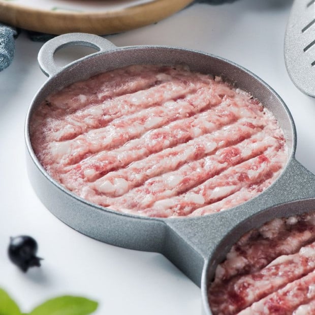 Double Burger Press Maker Non Stick Aluminium Beef Patty Meat Bbq Image 4