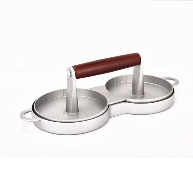 Double Burger Press Maker Non Stick Aluminium Beef Patty Meat Bbq Image 5