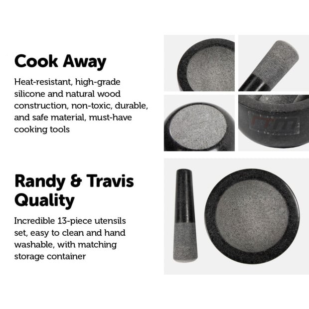 Large Pestle And Mortar Set Durable Granite Stone Spice & Herb Crusher Image 3