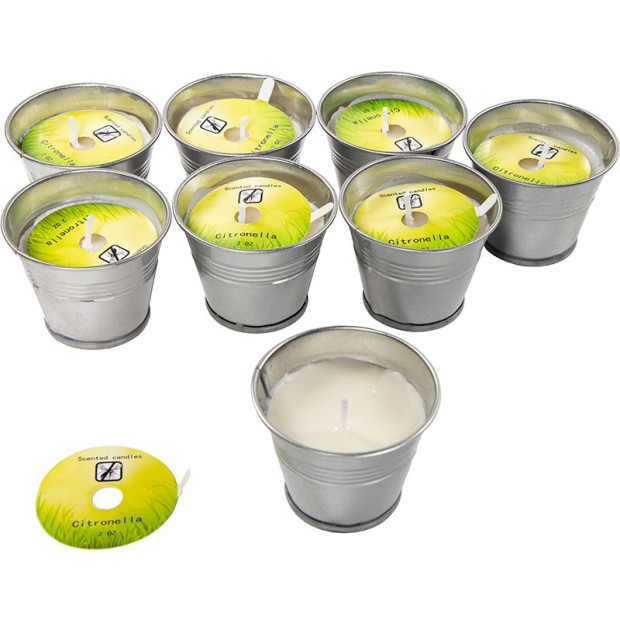8x Mosquito Insect Bug Repellent Small Bucket Citronella Candles Image 4