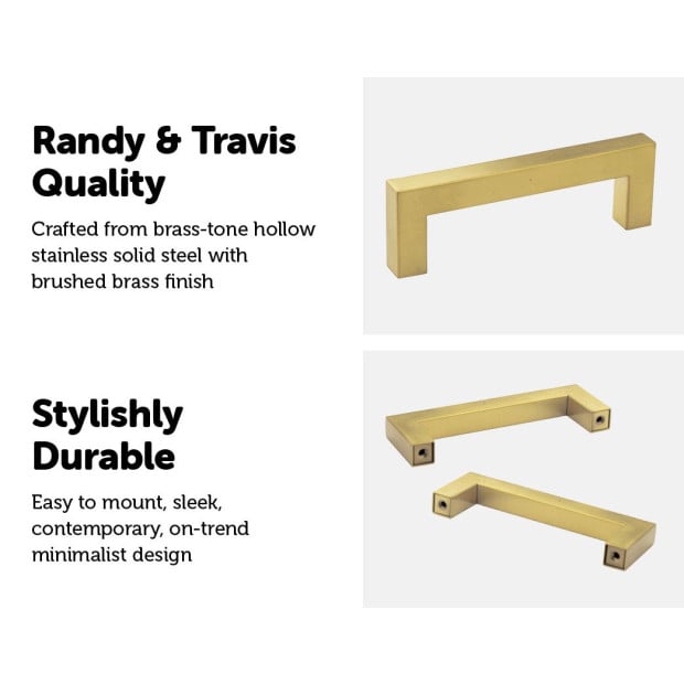 15x Brushed Brass Drawer Kitchen Cabinet Handles Gold Finish 96mm Image 4