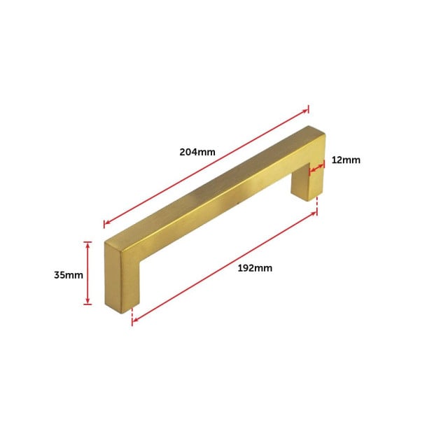 Brushed Brass Drawer Kitchen Cabinet Handles - Gold Finish 192mm Image 10