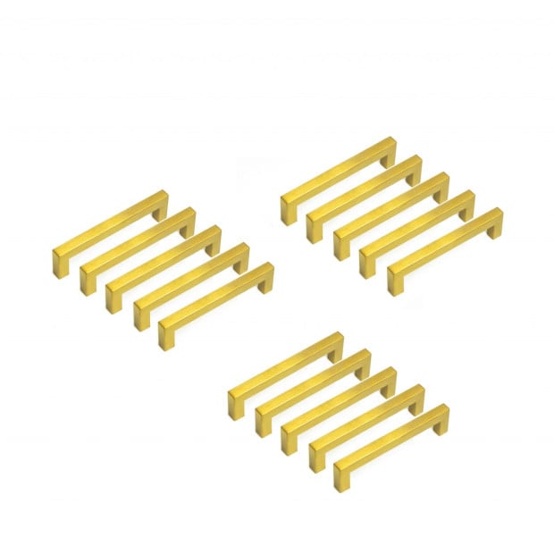 15x Brushed Brass Drawer Kitchen Cabinet Handles - Gold Finish 128mm Image 5