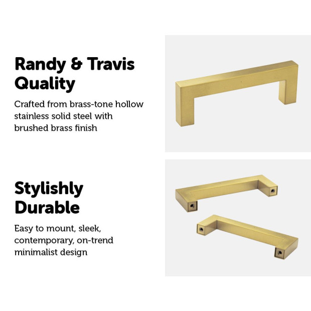 15x Brushed Brass Drawer Kitchen Cabinet Handles - Gold Finish 256mm Image 4