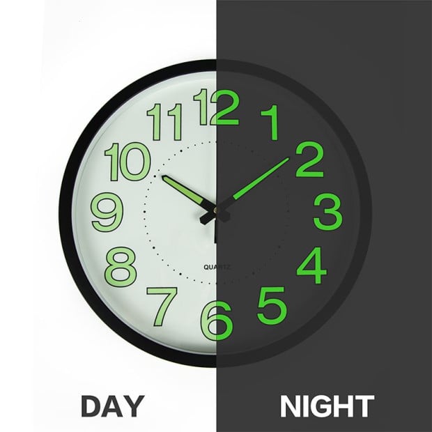 305mm Luminous Wall Clock Glow In The Dark Silent Quartz Modern Clock Image 4