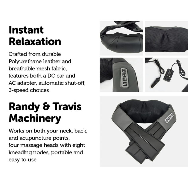 Shiatsu Neck & Back Massager With Heat Deep Kneading Massage Pillow Image 3