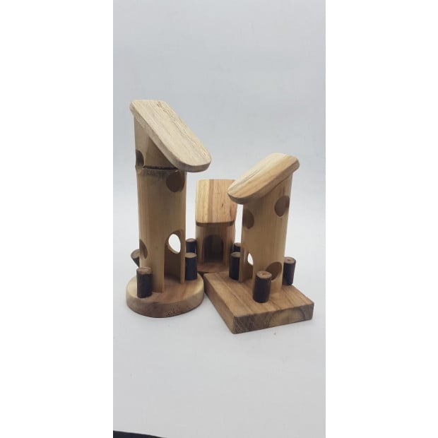 Set of 3 houses crafted using bamboo Image 2
