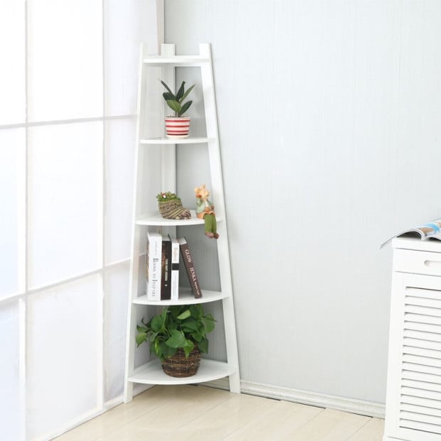 Corner Ladder Shelf Bookcase Display Storage Unit Image 4