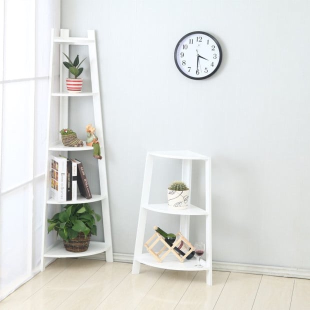 Corner Ladder Shelf Bookcase Display Storage Unit Image 5