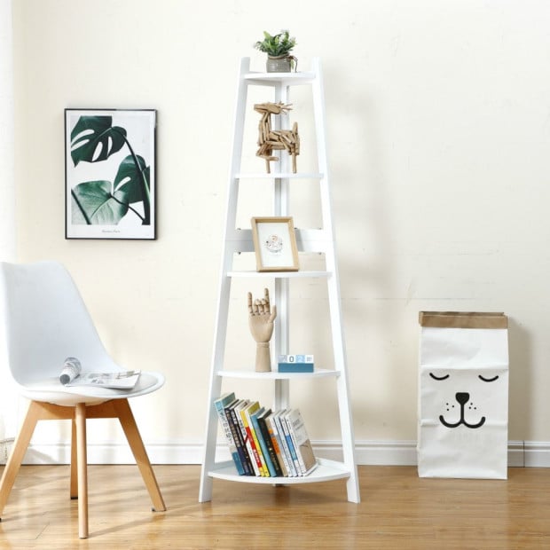 Corner Ladder Shelf Bookcase Display Storage Unit Image 6
