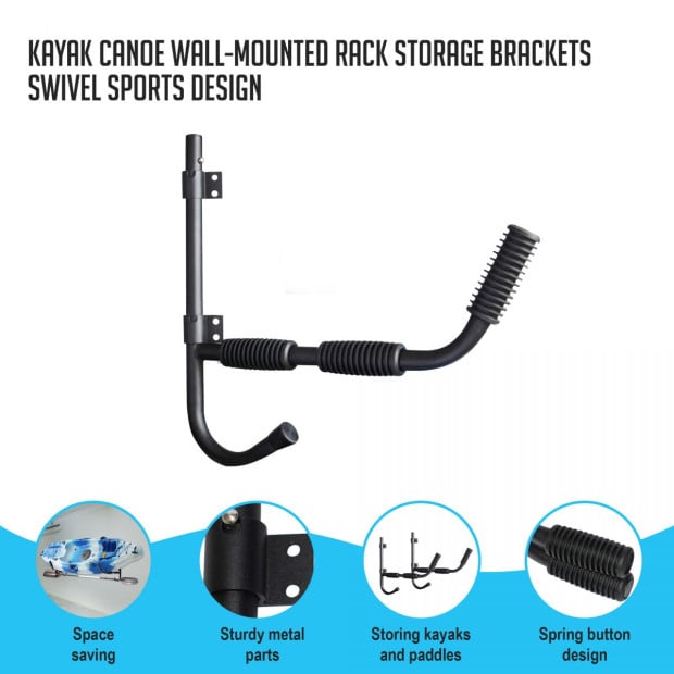 Kayak Canoe Wall-mounted Rack Storage Brackets Swivel Sports Design Image 2
